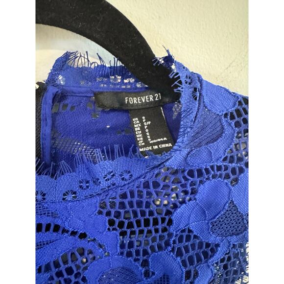 Forever 21 Blue Lace Mini Dress Size S - Picture 3 of 4